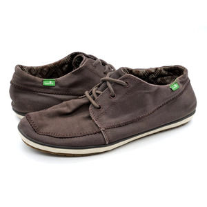Sanuk Shoes Mens 8 Brown Canvas Moc Toe Casual Lace Up Comfort Shoes Cushioned